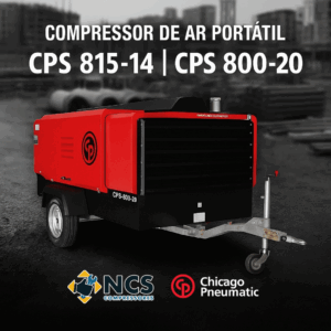 Compressor de ar portátil chicago pneumatic CPS 815-14 / CPS 800-20 – alto desempenho com motor MWM mecânico
