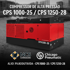 Compressor de ar portátil chicago pneumatic  CPS 1000-25 / CPS 1250-28 – potência para perfuração profissional