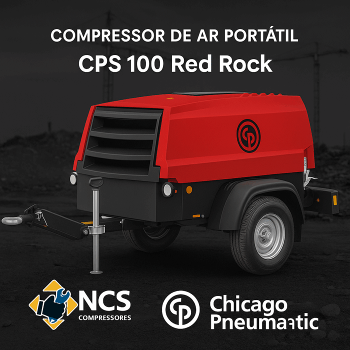 Compressor de ar portátil chicago pneumatic – CPS 100 red rock