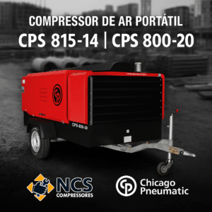 Compressor de ar portátil chicago pneumatic CPS 815-14 / CPS 800-20 – alto desempenho com motor MWM mecânico