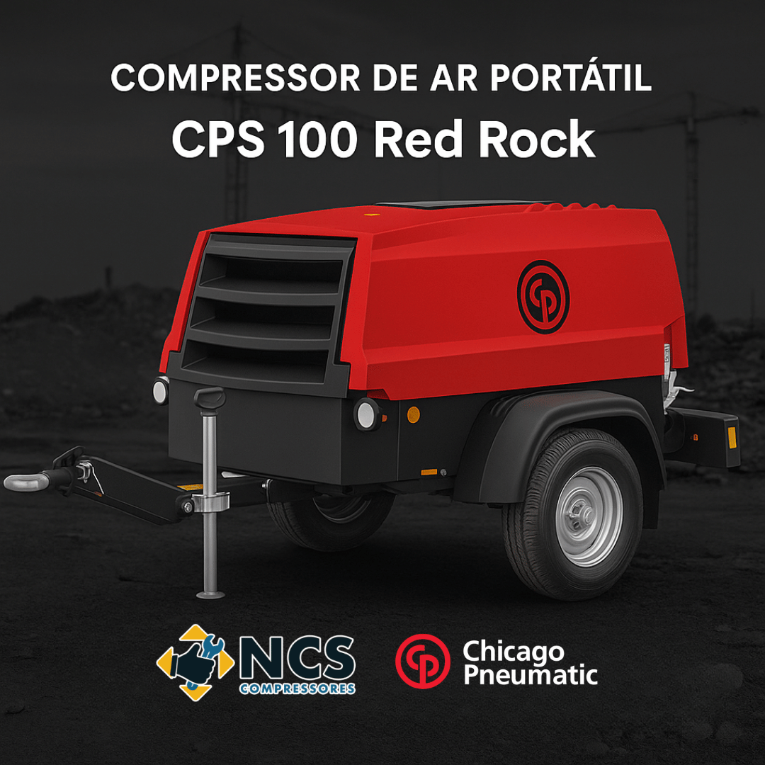 Compressor de ar portátil chicago pneumatic – CPS 100 red rock